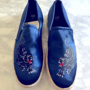 H&M Mens satin blue espadrilles